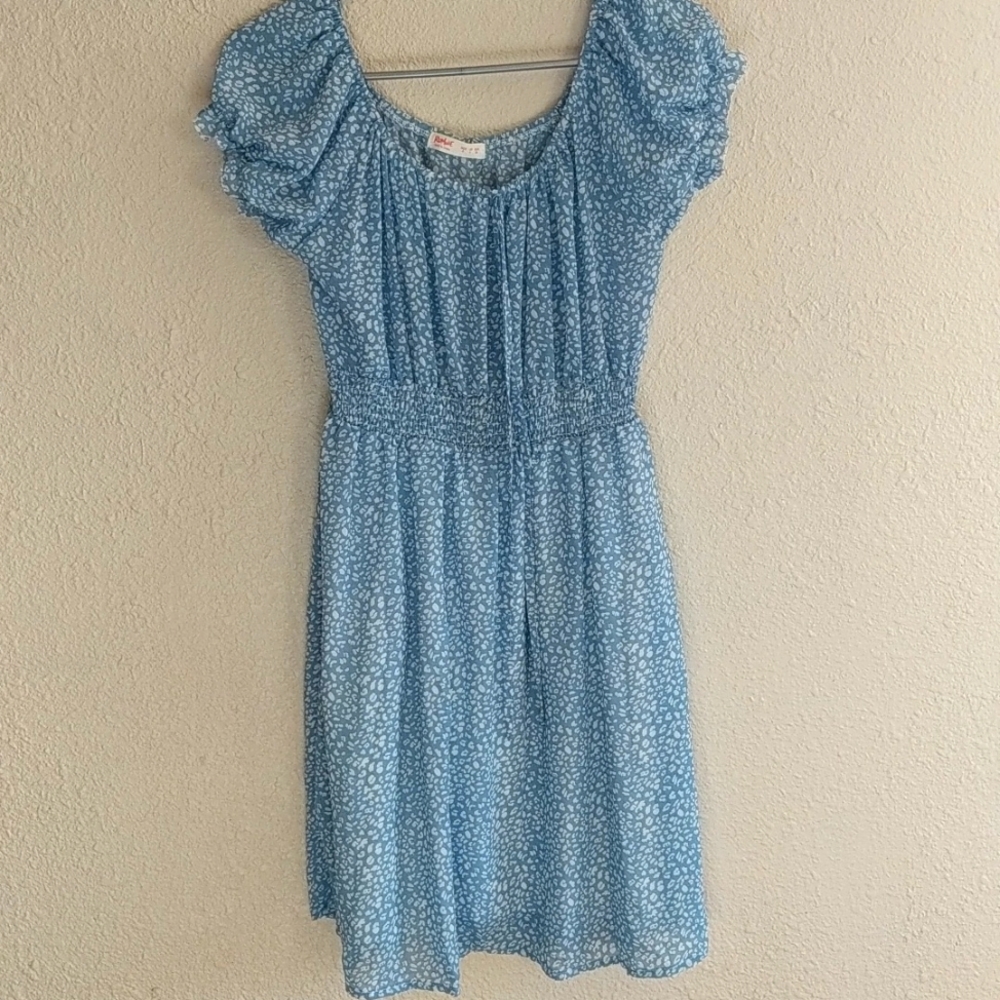 Romwe Blue White Spring Dress Size 4 Cap sleeves